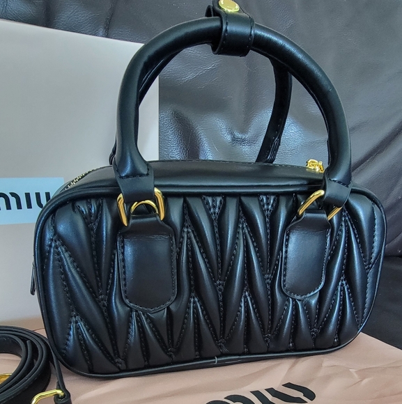 Miu Miu Black Quilted Leather Handbag - Picture 5 of 7
